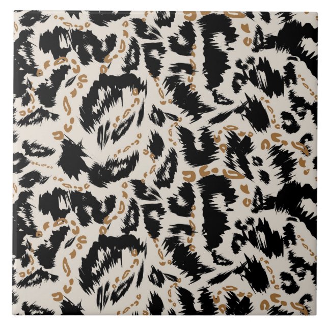 Abstract Bohemian African Leopard Pattern  Ceramic Tile (Front)