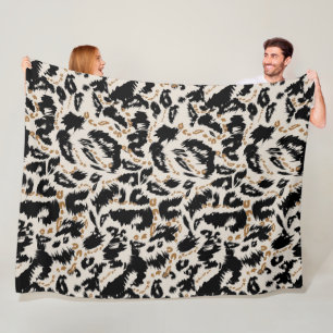 Abstract Bohemian African Leopard Pattern  Fleece Blanket