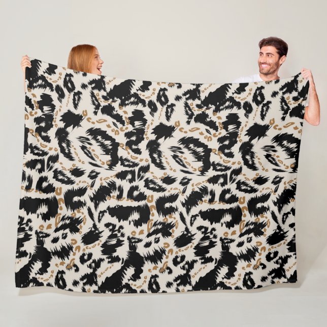 Abstract Bohemian African Leopard Pattern  Fleece Blanket (In Situ)