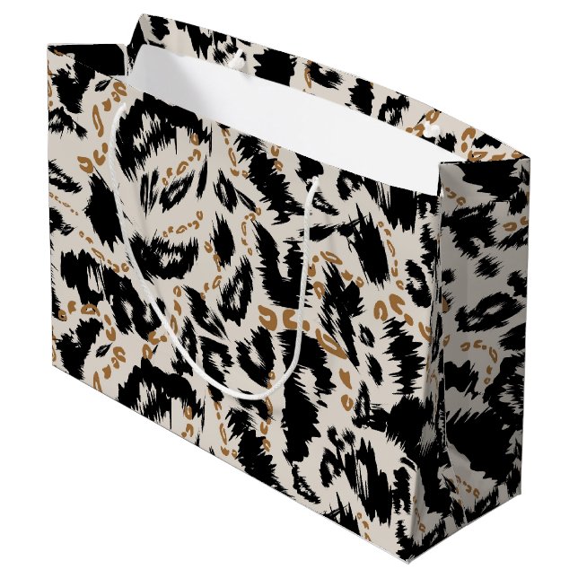 Abstract Bohemian African Leopard Pattern  Large Gift Bag (Back Angled)