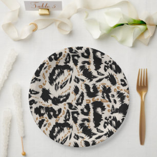 Abstract Bohemian African Leopard Pattern Paper Plate