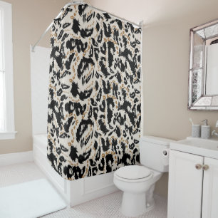 Abstract Bohemian African Leopard Pattern  Shower Curtain