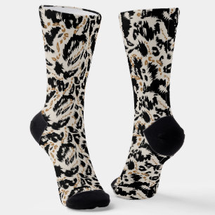 Abstract Bohemian African Leopard Pattern Socks