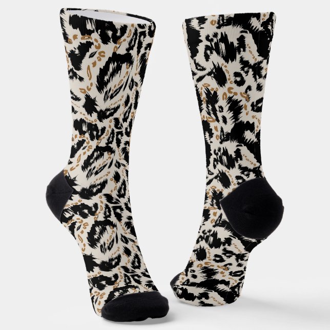 Abstract Bohemian African Leopard Pattern  Socks (Angled)