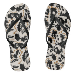Abstract Bohemian African Leopard Pattern Thongs