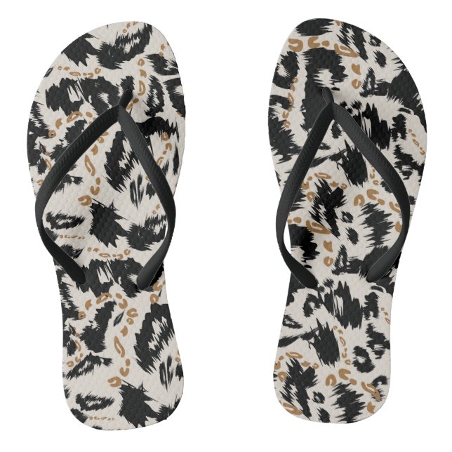 Abstract Bohemian African Leopard Pattern  Thongs (Footbed)