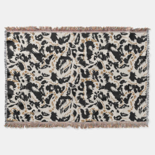 Abstract Bohemian African Leopard Pattern Throw Blanket