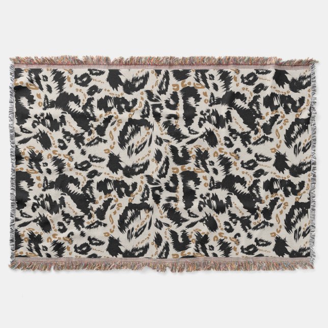 Abstract Bohemian African Leopard Pattern  Throw Blanket (Front)