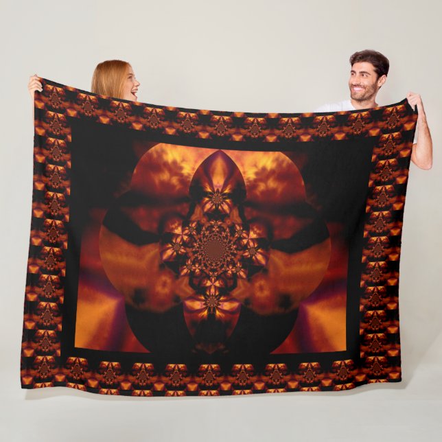 Abstract Bohemian Fire Orchid 1 Floral Pattern  Fleece Blanket (In Situ)