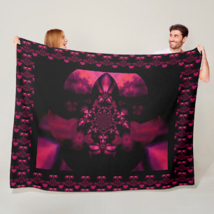Abstract Bohemian Fire Orchid 2 Floral Pattern Fleece Blanket