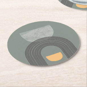 Abstract Bohemian shapes pattern Round Paper Coaster