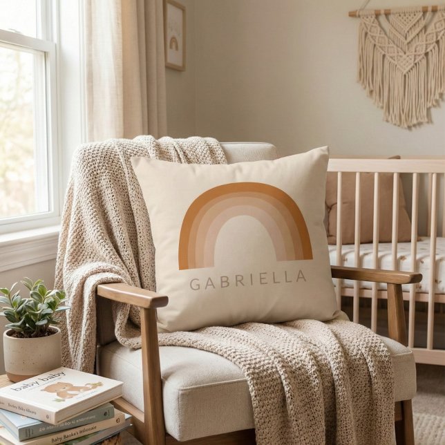 Abstract Boho 70s Rainbow Terracotta Personalised  Cushion (Creator Uploaded)