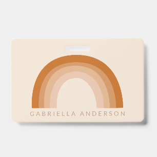 Abstract Boho 70s Rainbow Terracotta Personalised  ID Badge