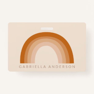 Abstract Boho 70s Rainbow Terracotta Personalised  ID Badge