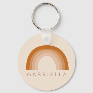Abstract Boho 70s Rainbow Terracotta Personalised  Key Ring