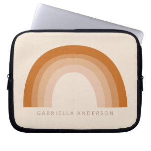 Abstract Boho 70s Rainbow Terracotta Personalised  Laptop Sleeve