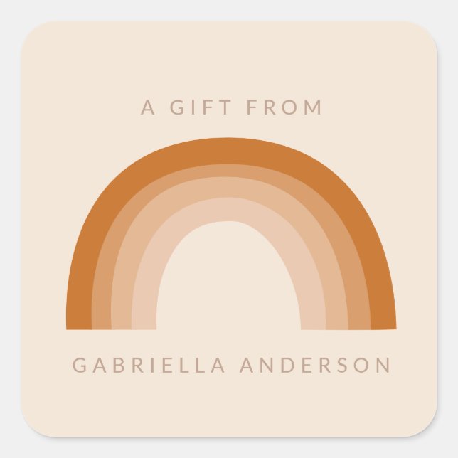 Abstract Boho 70s Rainbow Terracotta Personalised Square Sticker (Front)