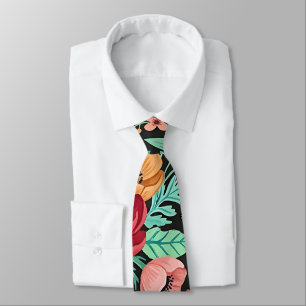 Abstract Boho Anemone Monarch Neck Tie