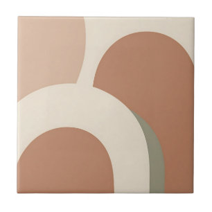 Abstract Boho Arch Earthy Minimalist Design Ceramic Tile