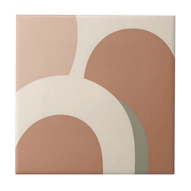 Abstract Boho Arch Earthy Minimalist Design Ceramic Tile (Front)