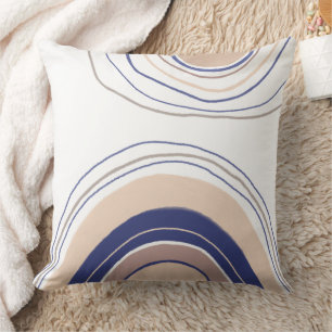 Abstract Boho Arches - Blue and Beige Cushion