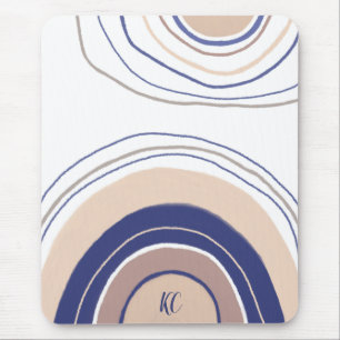 Abstract Boho Arches - Blue and Beige Mouse Pad