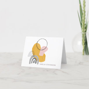 Abstract Boho Art in Yellow and Grey Personalised Thank You Card