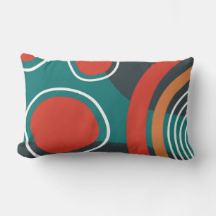 Abstract boho artwork rainbow and sun lumbar cushion