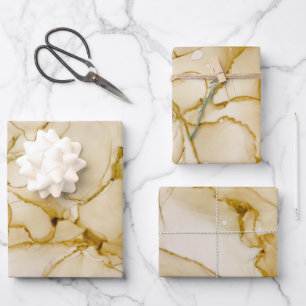 Abstract Boho Beige Brown Alcohol Ink Art  Wrapping Paper Sheet