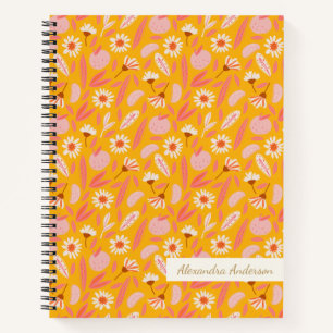 Abstract Boho Botanical Fruit Yellow Personalised Notebook