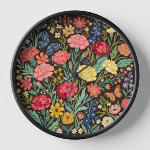 Abstract Boho Carnations Butterflies Art Clocks