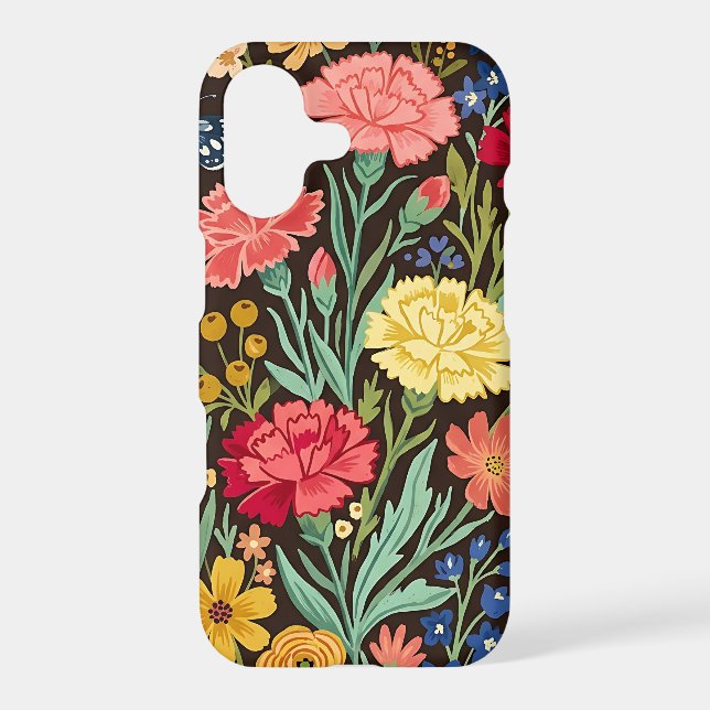 Abstract Boho Carnations Butterflies iPhone Cases (Back)
