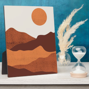 Abstract Boho Chic Desert Mountains Landscape Plaque