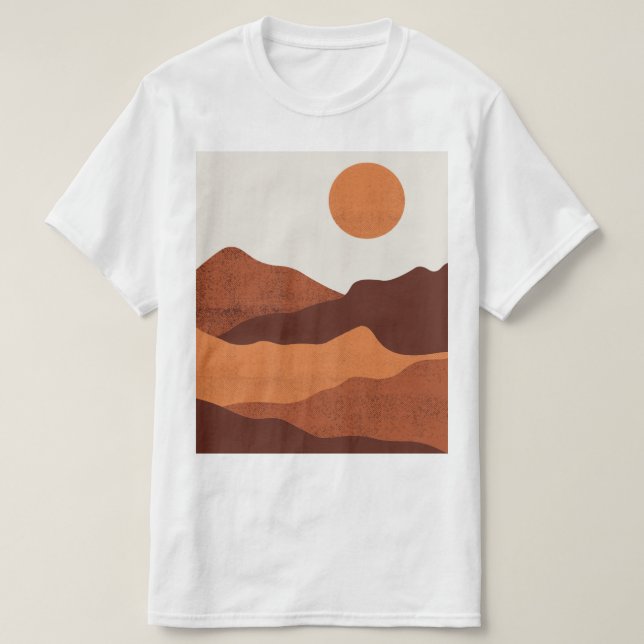 Abstract Boho Chic Desert Mountains Landscape  T-Shirt (Design Front)