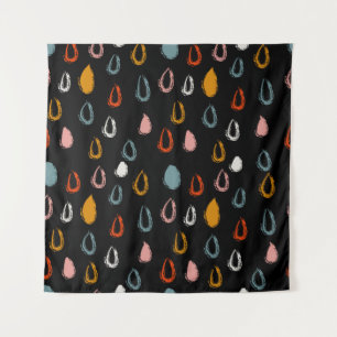Abstract boho doodle seamless pattern rain drops tapestry
