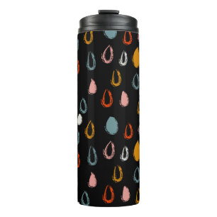 Abstract boho doodle seamless pattern rain drops thermal tumbler
