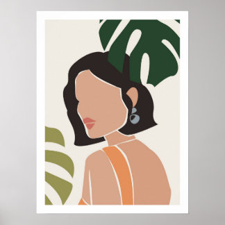 Abstract Boho Female Face Print