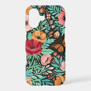 Abstract Boho Floral Anemone Monarch iPhone Cases