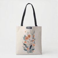 Abstract Boho Floral Raw Sienna and Salmon