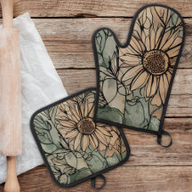 Abstract Boho Floral Sage and Beige