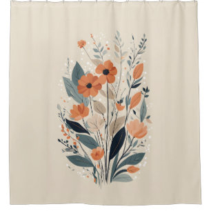Abstract Boho Floral Shower Curtain