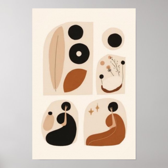 Abstract Boho Gallery Wall Set | Minimalist Female Poster (Front)