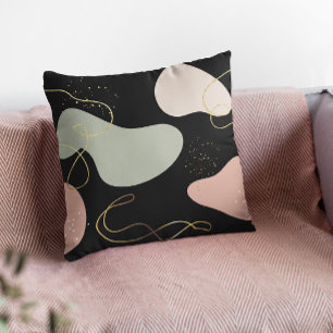 Abstract Boho Geometric Organic Shapes Pattern Cushion