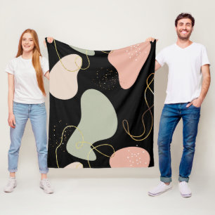 Abstract Boho Geometric Organic Shapes Pattern Fleece Blanket