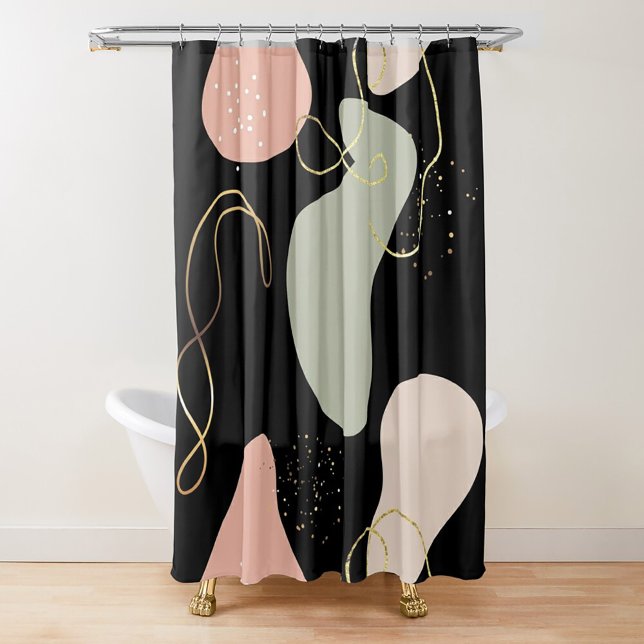 Abstract Boho Geometric Organic Shapes Pattern Shower Curtain (Creator Uploaded)