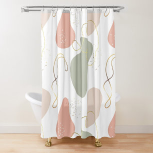 Abstract Boho Geometric Organic Shapes Pattern Shower Curtain