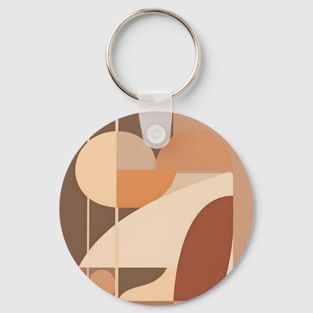 Abstract Boho Geometric Terracotta Modern  Key Ring (Front)