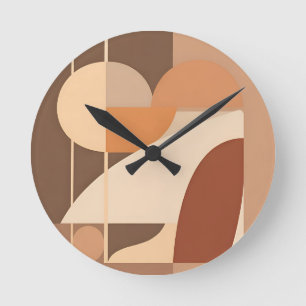 Abstract Boho Geometric Terracotta Modern Round Clock
