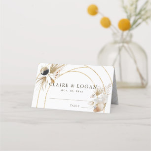 Abstract Boho Gold Arches Wedding Place Card