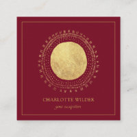 Abstract Boho Gold Foil Circle Square Red